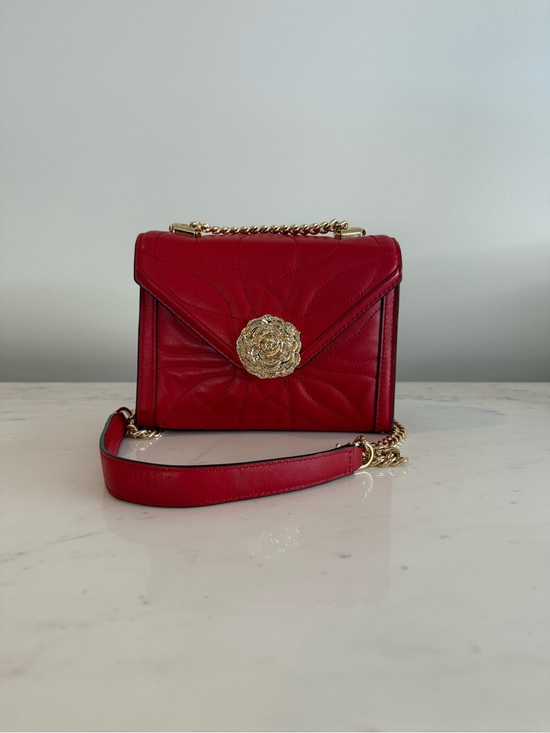 Michael Kors Handbags - Michael Kors Red Quilted Leather Crossbody with Gold Floral Medallion